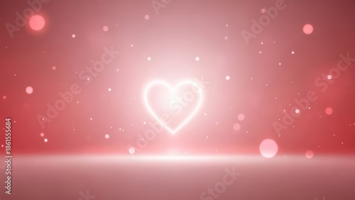 Glowing heart with shimmering particles on a vibrant red background perfect for valentines day or romantic events