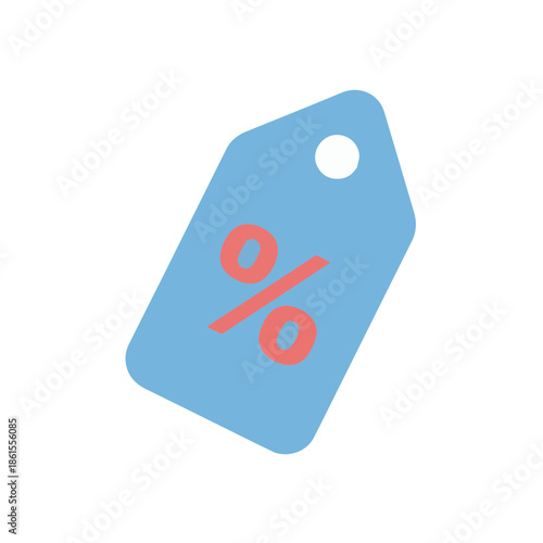 Blue Sale Tag Icon with Percentage Symbol for Discount Promotion