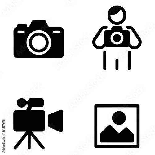 photo camera icon set