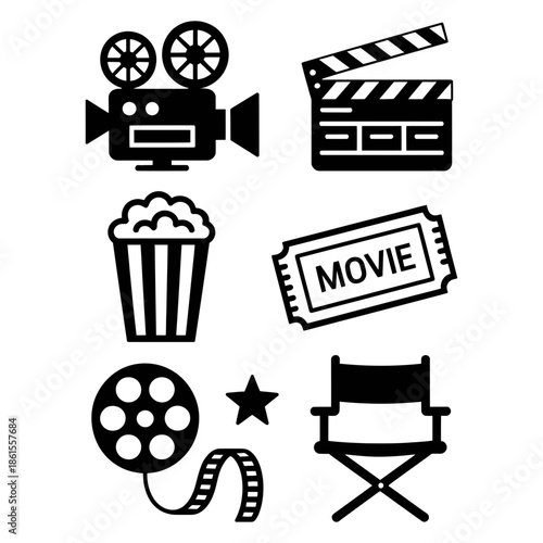set of movie clapper board icons