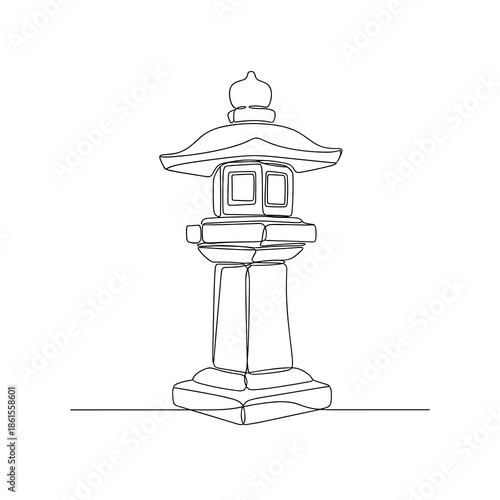 Traditional Japanese stone lantern icon in line art style for garden or cultural design