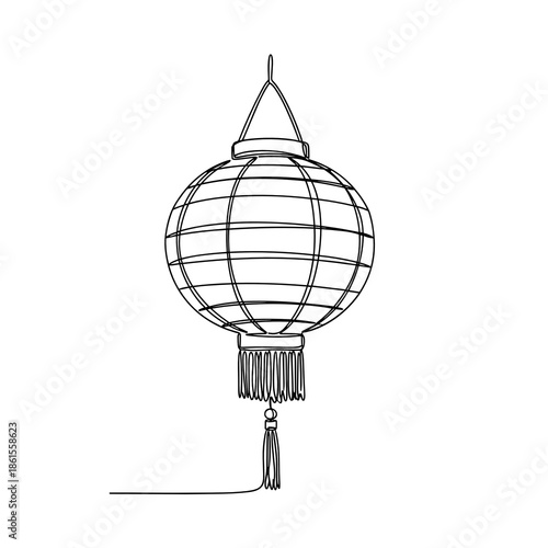 Traditional Chinese lantern icon in minimal line art style for festive or cultural design