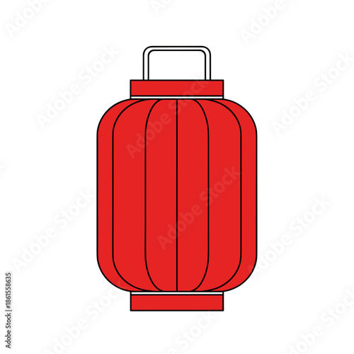 Red Chinese lantern icon in flat style for holiday, festival or cultural decoration