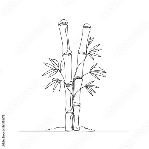 Minimal bamboo plant icon in line art style for eco and zen themes