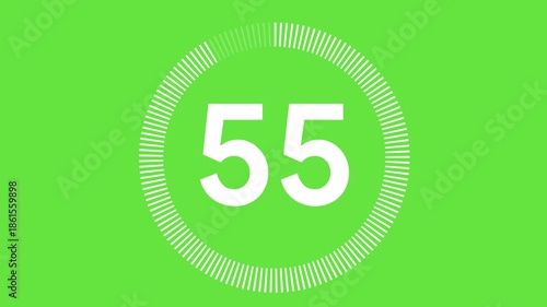 1 minute or 60 second countdown with circle animation, 60 to 0 animation countdown. 4K video