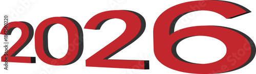 숫자-2026-2026 숫자-2026년-2026새해-2026 달력-입체-3d-붉은색-원근감-점점 커지는 형태