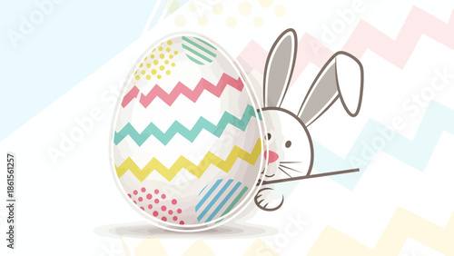 Easter Celebration, Cute Bunny, Playful Scene, Illustration, Bright Colors, Whimsical Viewpoint, Spring Festivity