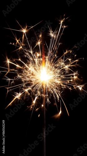 Wallpaper Mural Dazzling golden light explodes from a festive burning handheld sparkler against a deep black background, concept for celebration advertisements, holiday greetings and New Year promotions Torontodigital.ca