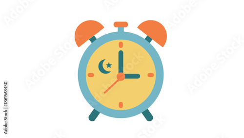 Alarm Clock with Islamic Crescent and Star Symbol.