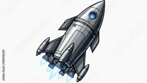 Futuristic space rocket vector design