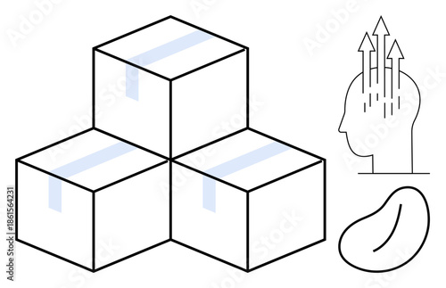 Growth mindset concept. Growth mindset illustrated with mental development symbols and stacked boxes. Growth mindset offering creativity, potential, and development visuals. Useful for education