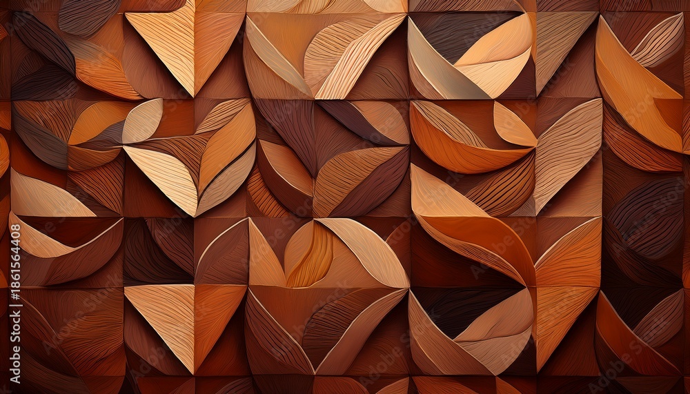 Obraz premium earth toned mosaic of interlocking shapes with textured edges inspired by natural patterns and geometry
