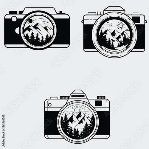 Camera Adventure SVG Bundle, Camera SVG, Photography, SVG,  Mountains SVG, Travel Adventure SVG, Outdoor SVG, Camping SVG, Vector, Silhouette, Cut File For Cricut