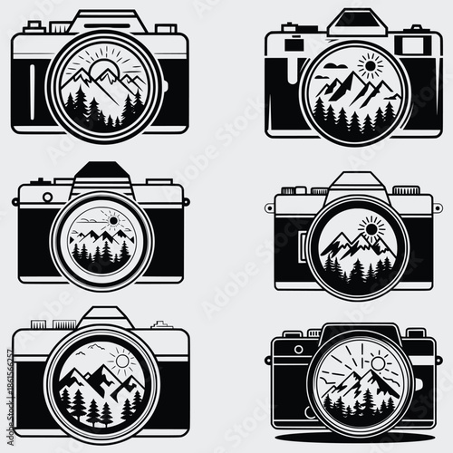 Camera Adventure SVG Bundle, Camera SVG, Photography, SVG,  Mountains SVG, Travel Adventure SVG, Outdoor SVG, Camping SVG, Vector, Silhouette, Cut File For Cricut