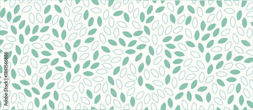 Organic seamless pattern with teal and white scattered leaf shapes for natural backgrounds and textiles