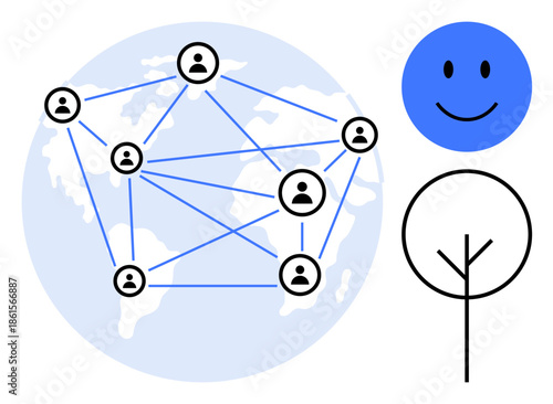 Global network concept. Global connections linking people across a map, communication and interconnectedness. Global networking ideas for business, technology, and communication solutions
