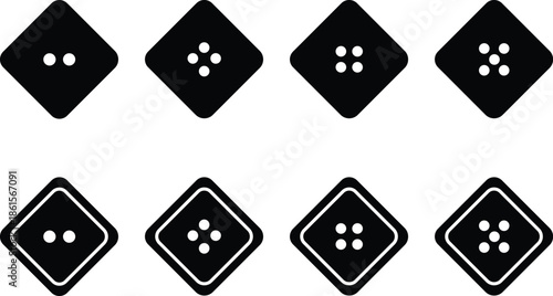 Sewing Button Black Icon Vector Set – Circular Fashion Symbols and Clothing  Collection isolated on white background