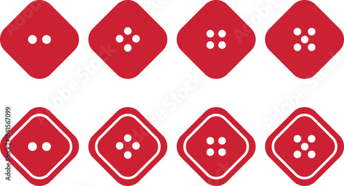 Sewing Button Red Icon Vector Set – Circular Fashion Symbols and Clothing  Collection isolated on white background