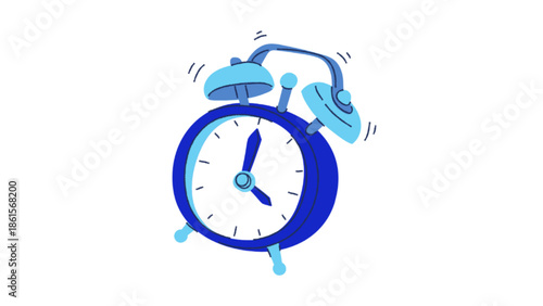 Vector illustration of blue alarm clock