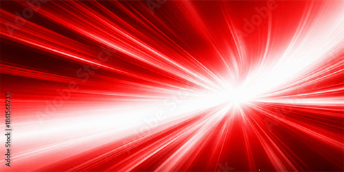 Red abstract background featuring a bright star burst with laser light rays and energy explosion effects for a glowing Christmas disco design