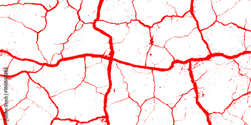 Red paint splashes and ink splatters create a grunge texture with a blood-like pattern on a dirty cracked wall backdrop