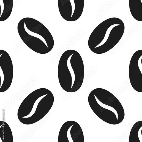 Black White Coffee Beans Repeating Pattern