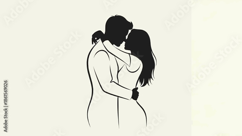 A romantic couple shares a tender moment in an intimate indoor setting with love and affection