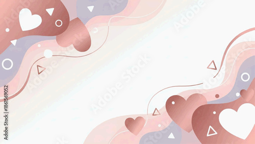 The abstract design features hearts and shapes on a pastel background with swirling patterns.