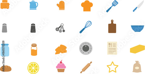 Kitchen Cooking Icon Set Chef Tools and Prep Utensils