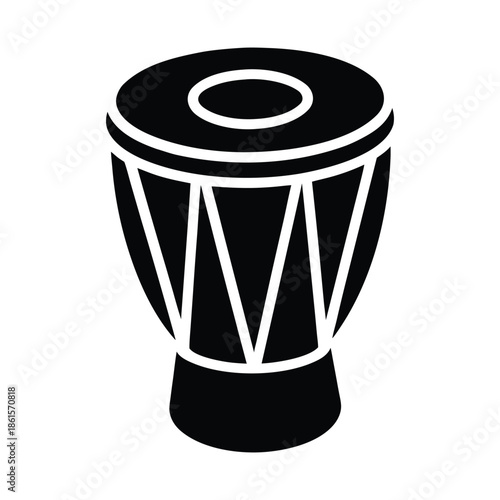 Black silhouette of a djembe drum, a goblet-shaped percussion instrument