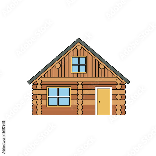 Wooden log cabin icon for Abraham Lincoln’s Birthday or early American history themes