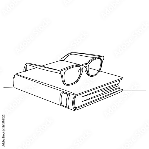 Old book with glasses icon in line art style for Abraham Lincoln’s Birthday or historical education content