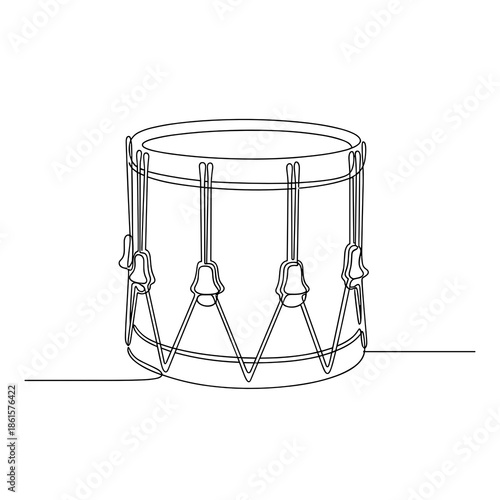 Vintage military drum icon in line art style for Abraham Lincoln's Birthday or patriotic events