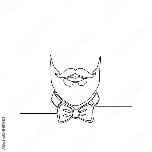 Lincoln-style beard and bow tie icon in minimal line art for Abraham Lincoln's Birthday designs