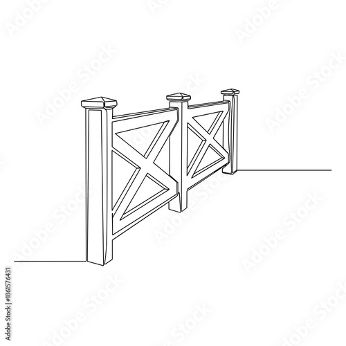 Classic wooden cross fence icon in line art style for Abraham Lincoln's Birthday visuals