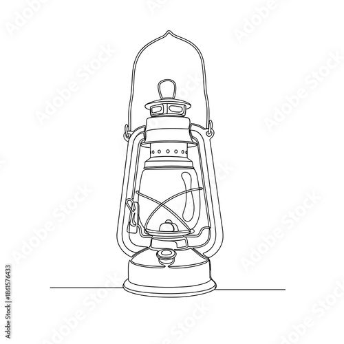 Vintage oil lantern icon in line art style for Abraham Lincoln's Birthday or historic themes