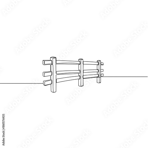 Wooden farm fence in minimal line art style for Lincoln's Birthday or rural America themes