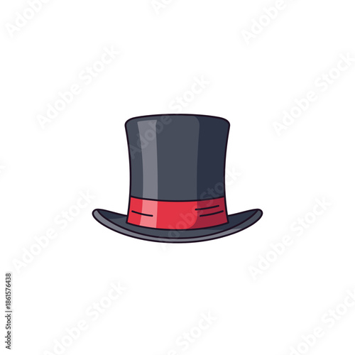 Top hat with red ribbon icon for Abraham Lincoln's Birthday or presidential history themes