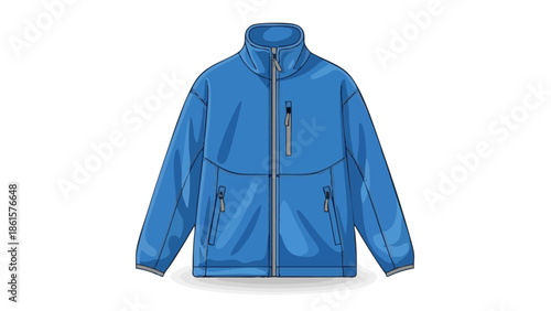Recycled blue fleece jacket with zip pockets and high collar - Concept of Ecology  