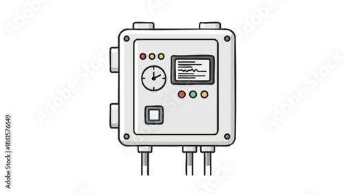 Solar panel control box with display and monitoring buttons  
