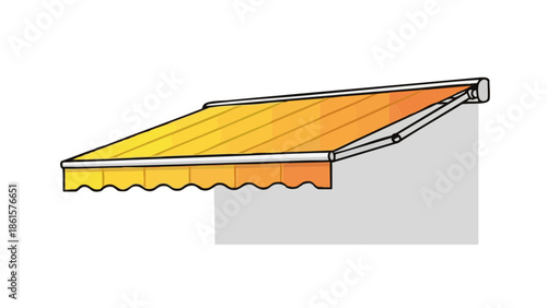 Solar shade awning in bright yellow color designed for outdoor use  