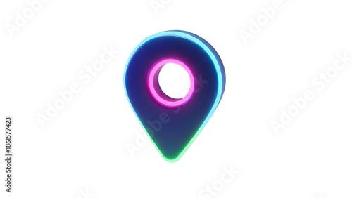 Modern 3D location pin icon with neon pink and blue glow isolated Free Download Modern 3D location pin icon with neon pink and blue glow isolated - GFXLoad