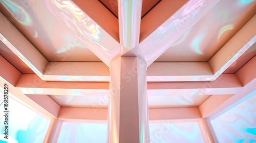 Abstract iridescent neon background featuring holographic foil texture and soft pastel gradient colors.