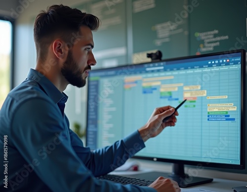 Elearning and digital education concept Businessman using online learning platforms with icons of books graduation cap video course and certificate Virtual learning and modern teaching tools