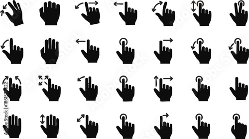 Collection of Hand Gestures and Mouse Interactions Icons.