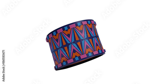 A close-up shot of a decorated ethnic drum.