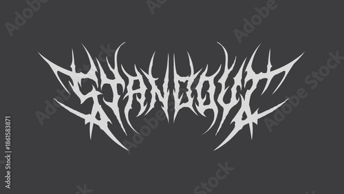 Stand out, metal lettering vector in aggressive and dark mood, suitable for t-shirt, sticker, poster, album cover, and alternative merchandise