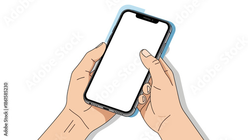 Hand holding smartphone with blank screen - modern minimalist design concept