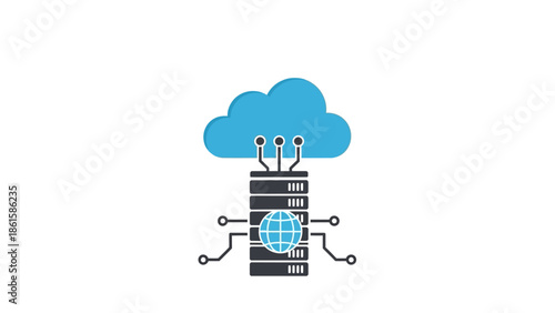 Cloud computing network concept with server and globe connectivity