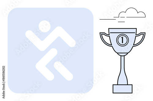 Sports competition. Athlete icon performance, trophy signifies achievement and sports competition. Ideal for athletics, rewards, fitness, motivation, sporting events